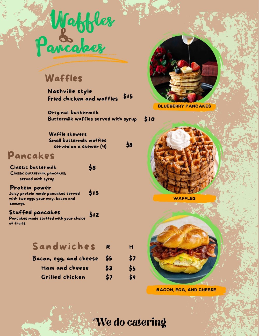 Waffles and Pancakes menu
